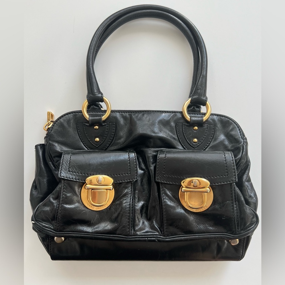 Marc Jacobs Vintage Black Leather Satchel – Gold Hardware